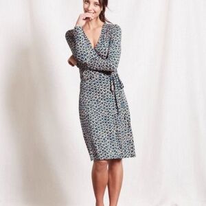 Boden True Wrap Dress Blue Baltic Heart